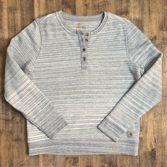 Carhartt Women’s Clarksburg Henley Heavyweight Sweatshirt Gray Size Medium - Picture 3 of 9